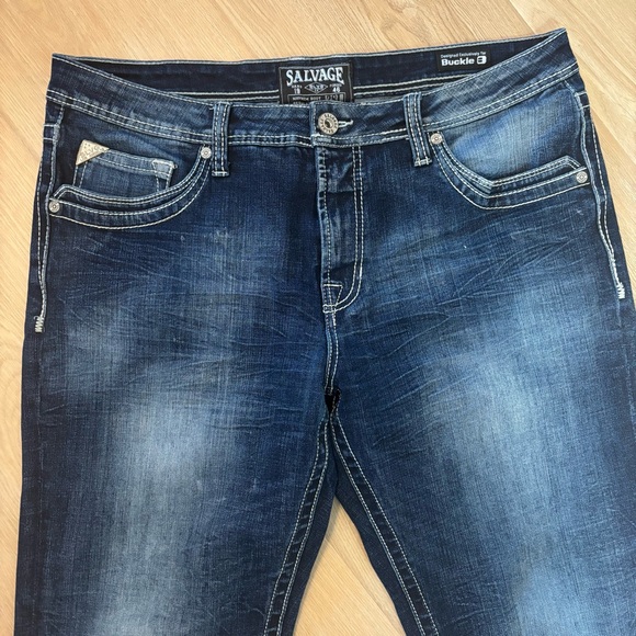 Salvage x Buckle Jeans Mayhem Boot Mens 38L Stretch Denim Dark Wash - Picture 3 of 9